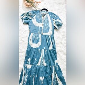 Sheridan French Dress size XS maxi blue white
